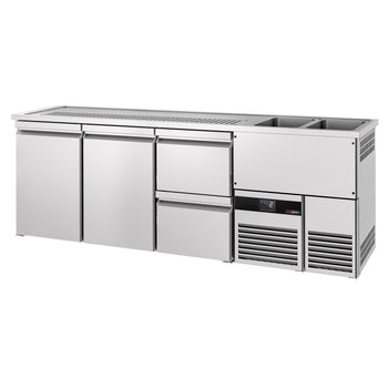 Barowy stół chłodniczy PREMIUM - 2500x700 mm - 2 drzwi & 2 szuflady - Prime Gastro