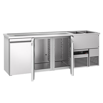 Barowy stół chłodniczy PREMIUM - 2500x700mm - 3 drzwi - Prime Gastro