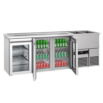 Barowy stół chłodniczy PREMIUM - 2500x700mm - 3 szklane drzwi - Prime Gastro