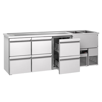 Barowy stół chłodniczy PREMIUM - 2500x700mm - 6 szuflad - Prime Gastro