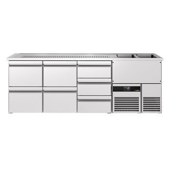 Barowy stół chłodniczy PREMIUM - 2500x700mm - 7 szuflad - Prime Gastro
