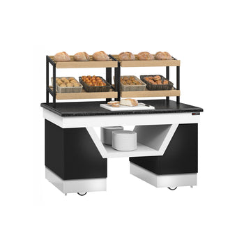 Półka na chleb BELFAST - 1600 mm - z kółkami - blat roboczy kuchenny z czarnego granitu - Prime Gastro