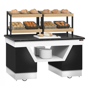 Półka na chleb BELFAST - 1600 mm - z kółkami - blat roboczy kuchenny z czarnego granitu - Prime Gastro