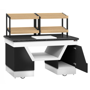 Półka na chleb BELFAST - 1600 mm - z kółkami - blat roboczy kuchenny z czarnego granitu - Prime Gastro