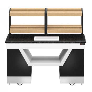 Półka na chleb BELFAST - 1600 mm - z kółkami - blat roboczy kuchenny z czarnego granitu - Prime Gastro