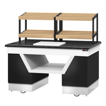 Półka na chleb BELFAST - 1600 mm - z kółkami - blat roboczy kuchenny z czarnego granitu - Prime Gastro