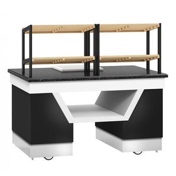 Półka na chleb BELFAST - 1600 mm - z kółkami - blat roboczy kuchenny z czarnego granitu - Prime Gastro