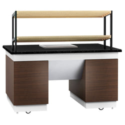 Półka na chleb DUBLIN - 1600 mm - z kółkami - blat roboczy kuchenny z czarnego granitu