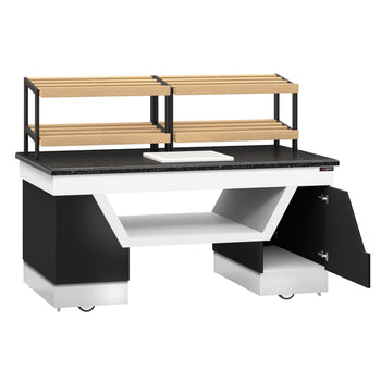 Półka na chleb BELFAST - 2000 mm - z kółkami - blat roboczy kuchenny z czarnego granitu - Prime Gastro