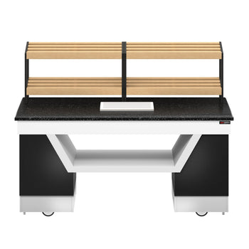 Półka na chleb BELFAST - 2000 mm - z kółkami - blat roboczy kuchenny z czarnego granitu - Prime Gastro