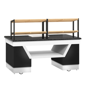 Półka na chleb BELFAST - 2000 mm - z kółkami - blat roboczy kuchenny z czarnego granitu - Prime Gastro