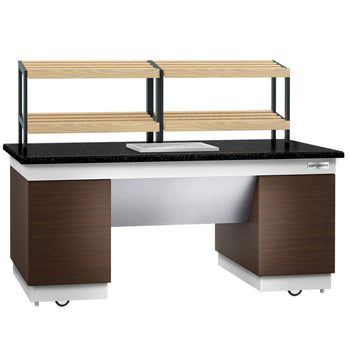 Półka na chleb DUBLIN - 2000 mm - z kółkami - blat roboczy kuchenny z czarnego granitu - Prime Gastro