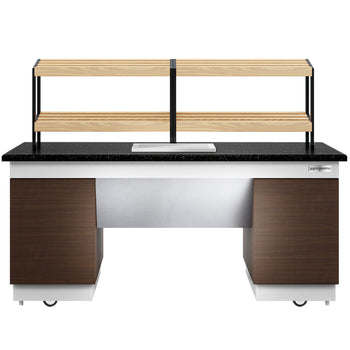 Półka na chleb DUBLIN - 2000 mm - z kółkami - blat roboczy kuchenny z czarnego granitu - Prime Gastro