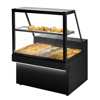 Witryna na chleb TORONTO - 1300 mm - czarny panel przedni - oświetlenie LED - 1 półka - Prime Gastro
