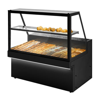 Witryna na chleb TORONTO - 1500 mm - czarny panel przedni- oświetlenie LED - 1 półka - Prime Gastro