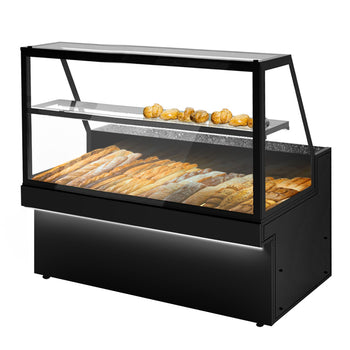 Witryna na chleb TORONTO - 1800 mm - czarny panel przedni- oświetlenie LED - 1 półka - Prime Gastro