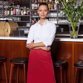 (6 sztuk) KARLOWSKY | Fartuch Bistro Basic - malinowy - Prime Gastro