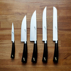 BERKEL | ELEGANCE - Blok na 5 noży - czarna skóra