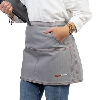 (2 szt.) Fartuch bistro - krótki - Dżinsowy wygląd-jasnoszary - Prime Gastro