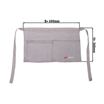 (2 szt.) Fartuch bistro - krótki - Dżinsowy wygląd-jasnoszary - Prime Gastro