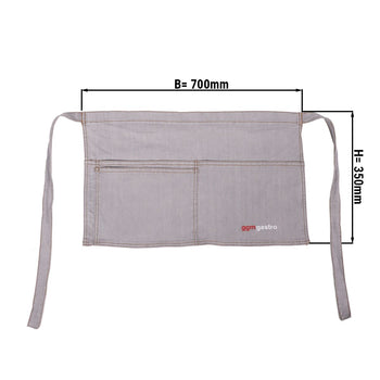 (2 szt.) Fartuch bistro - krótki - z kieszenią - Dżinsowy wygląd-jasnoszary - Prime Gastro