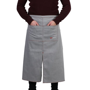 (2 szt.) Fartuch bistro - długi - Dżinsowy wygląd - jasnoszary - Prime Gastro