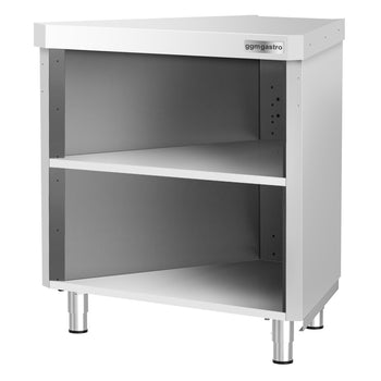 Narożna szafka robocza KOPENHAGEN - 984 mm - 45° wewnątrz - stal nierdzewna - Prime Gastro