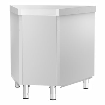 Narożna szafka robocza KOPENHAGEN - 984 mm - 45° wewnątrz - stal nierdzewna - Prime Gastro