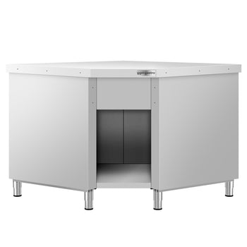 Narożna szafka robocza KOPENHAGEN - 1001 mm - 90° na zewnątrz - stal nierdzewna - Prime Gastro