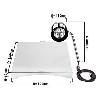 Lampa grzewcza do bufetu – 250 W – kwadratowa – srebrna - Prime Gastro