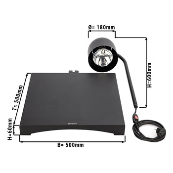 Lampa grzewcza do bufetu – 250 W – kwadratowa – czarna - Prime Gastro