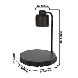 Lampa grzewcza do potraw do bufetu nastolna - 250W - cylindryczna - czarny
