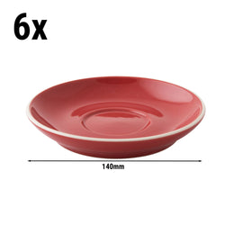 (6 sztuk) COLORS - spodek do cappuccino - Ø 140 mm - czerwony
