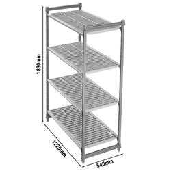 CAMBRO | Camshelving® - Basics Plus - Regał podstawowy - 1220 mm - z 4 półkami z otworami