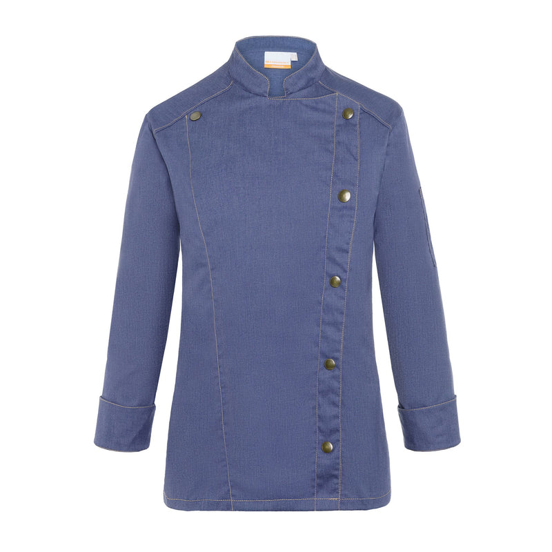 KARLOWSKY | Damska bluza kucharska Styl dżinsowy - Niebieski w stylu Vintage - Rozmiar: 34