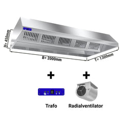 Ceiling hoods - depth 1300 - including motor