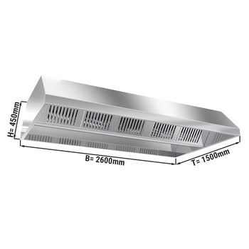 Okap sufitowy - 2,6 m - z filtrem i lampą - Prime Gastro