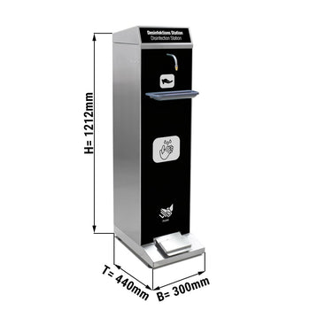 Stacja dezynfekacyjna ze stali nierdzewnej - z tacą ociekową i obsługą nożną - Prime Gastro