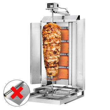 Grill gazowy do gyro/kebaba - mobilny - 4 palniki - maks. 60 kg - włącznie z 2 blachami ochronnymi & 2 drzwiczkami na zawiasach - Prime Gastro