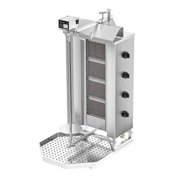 Grill gazowy do gyrosa/kebaba - 4 palniki - maks. 60 kg - włącznie z 2 blachami ochronnymi & 2 drzwiami na zawiasach - Prime Gastro