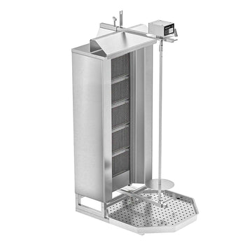 Grill gazowy do gyrosa/kebaba - 5 palników - maks. 80 kg - włącznie z 2 płytami ochronnymi i 2 drzwiczkami na zawiasach - Prime Gastro