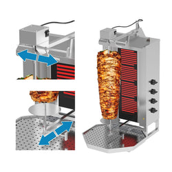 Elektryczny grill do gyrosa/kebaba - 3 palniki - maks. 40 kg - włącznie z drzwiami na zawiasach