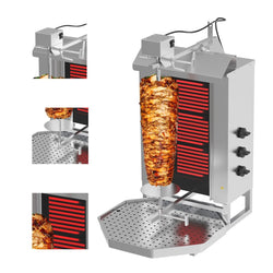 Elektryczny grill do gyrosa/kebaba - 3 palniki - maks. 40 kg - włącznie z drzwiami na zawiasach