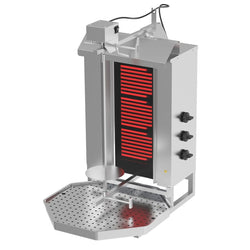 Elektryczny grill do gyrosa/kebaba - 3 palniki - maks. 40 kg - włącznie z drzwiami na zawiasach