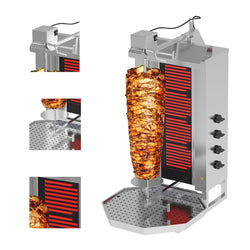 Elektryczny grill do gyrosa/kebaba - 4 palniki - maks. 60 kg - z drzwiami na zawiasach