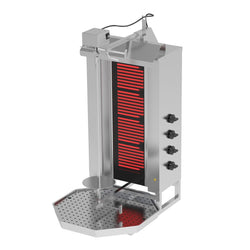 Elektryczny grill do gyrosa/kebaba - 4 palniki - maks. 60 kg - z drzwiami na zawiasach