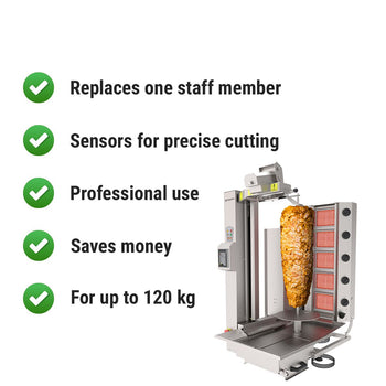 Gazowy robot do kebaba - 5 palników - maks. 120 kg - Prime Gastro