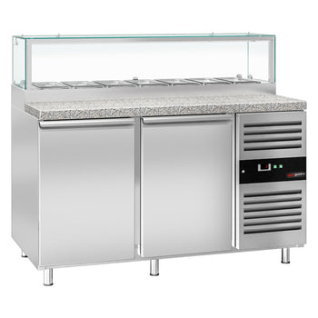 Stół Sałatkowy PREMIUM - 1510 mm - 2 drzwi - dla 7x GN 1/3 - szklana nadstawka - oświetlenie LED - Prime Gastro