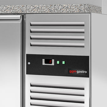 Stół Sałatkowy PREMIUM - 1515mm - 2 drzwi - dla 4x GN 1/1 - szklana nadstawka- 1 półka - oświetlenie LED - Prime Gastro