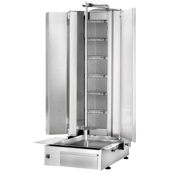 Grill gazowy do gyrosa /kebaba - 6 palników - maks. 100 kg - włącznie z blachą ochronną & drzwiami na zawiasach - Prime Gastro